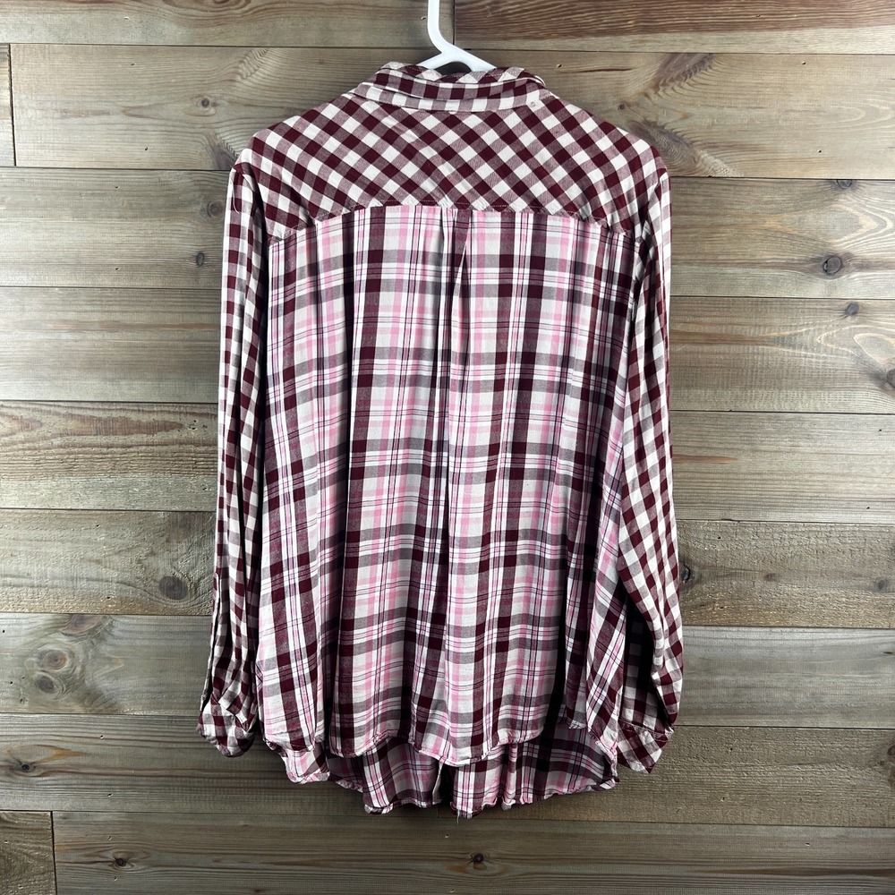 Torrid Womens Shirt Lizzie Rayon Twill Button Up Long Sleeve Plaid‎ Preppy 3X - Picture 6 of 8